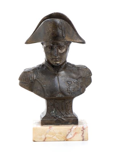 Piccolo Busto di Napoleone in Antimonio con Base in Marmo