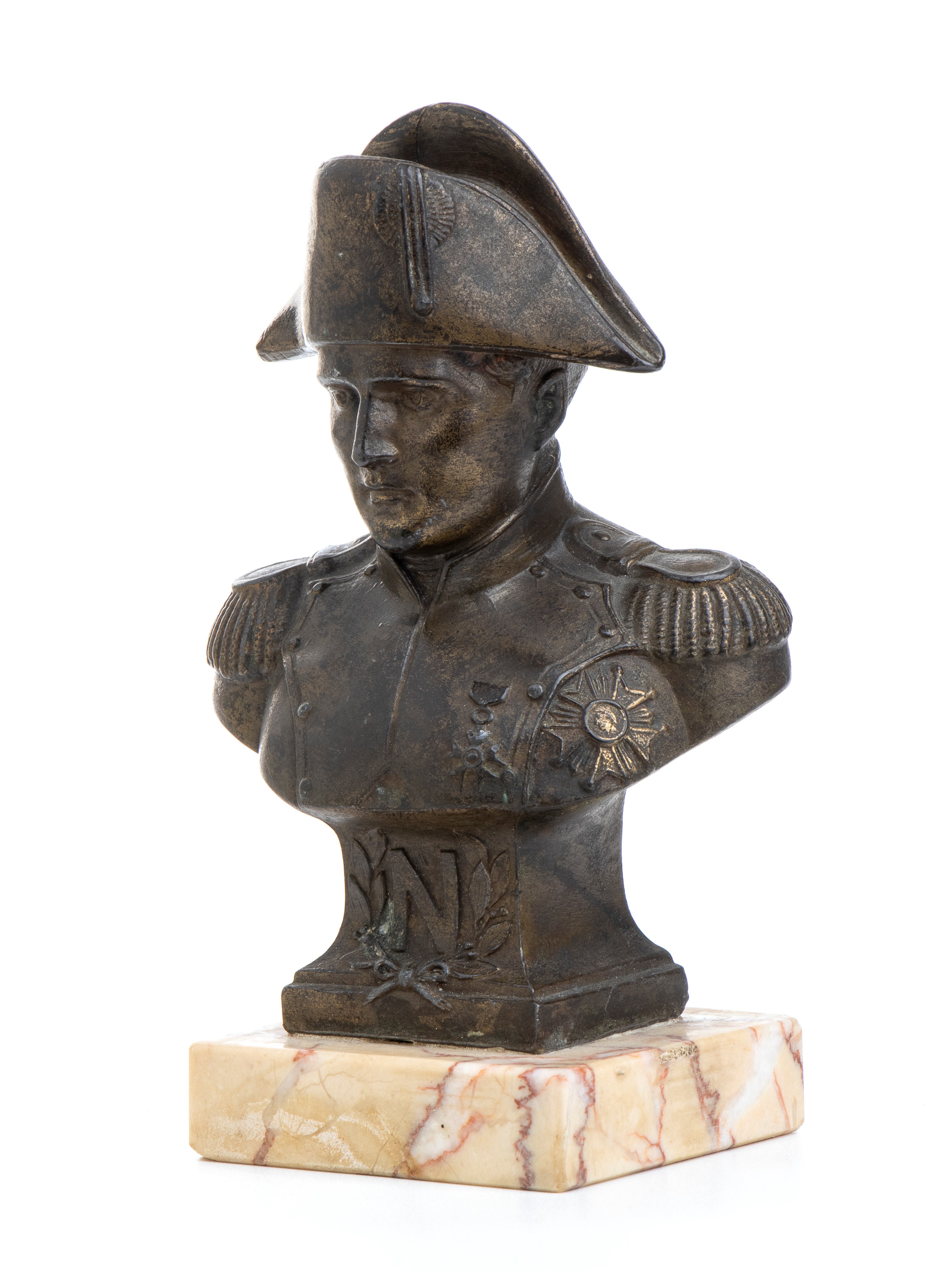 Piccolo Busto di Napoleone in Antimonio con Base in Marmo