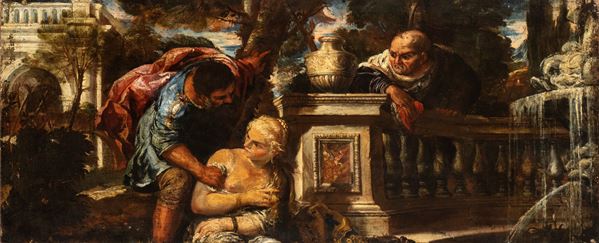 Artista veneto, fine XVII - inizio XVIII secolo - Susanna e i Vecchioni