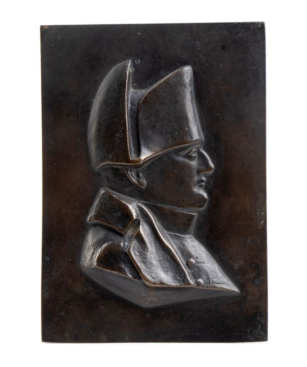 placchetta in bronzo con busto di Napoleone 
