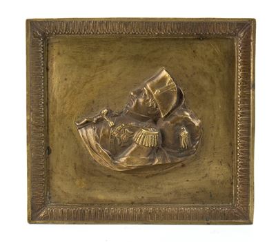 Placca Rettangolare in Bronzo Raffigurante Napoleone sul Letto di Morte