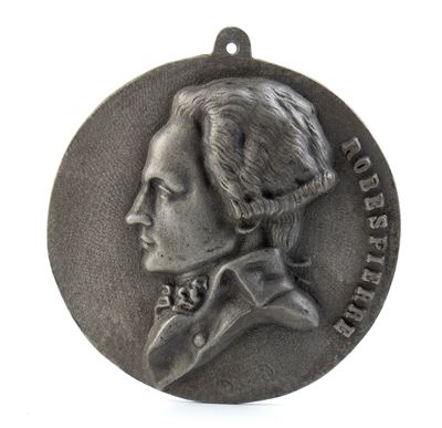 Placca in Metallo Bianco con Ritratto di Robespierre