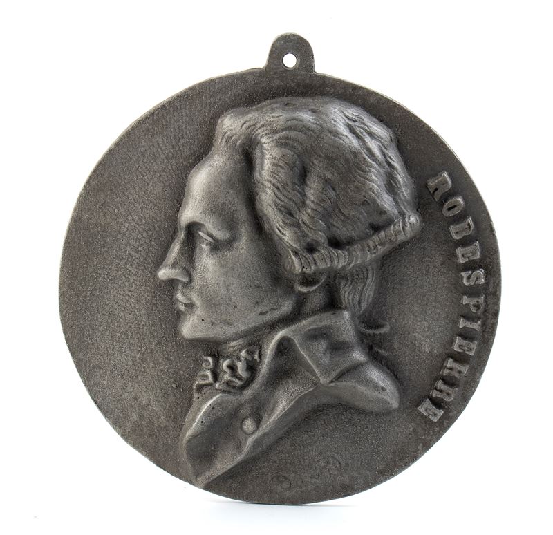 Placca in Metallo Bianco con Ritratto di Robespierre