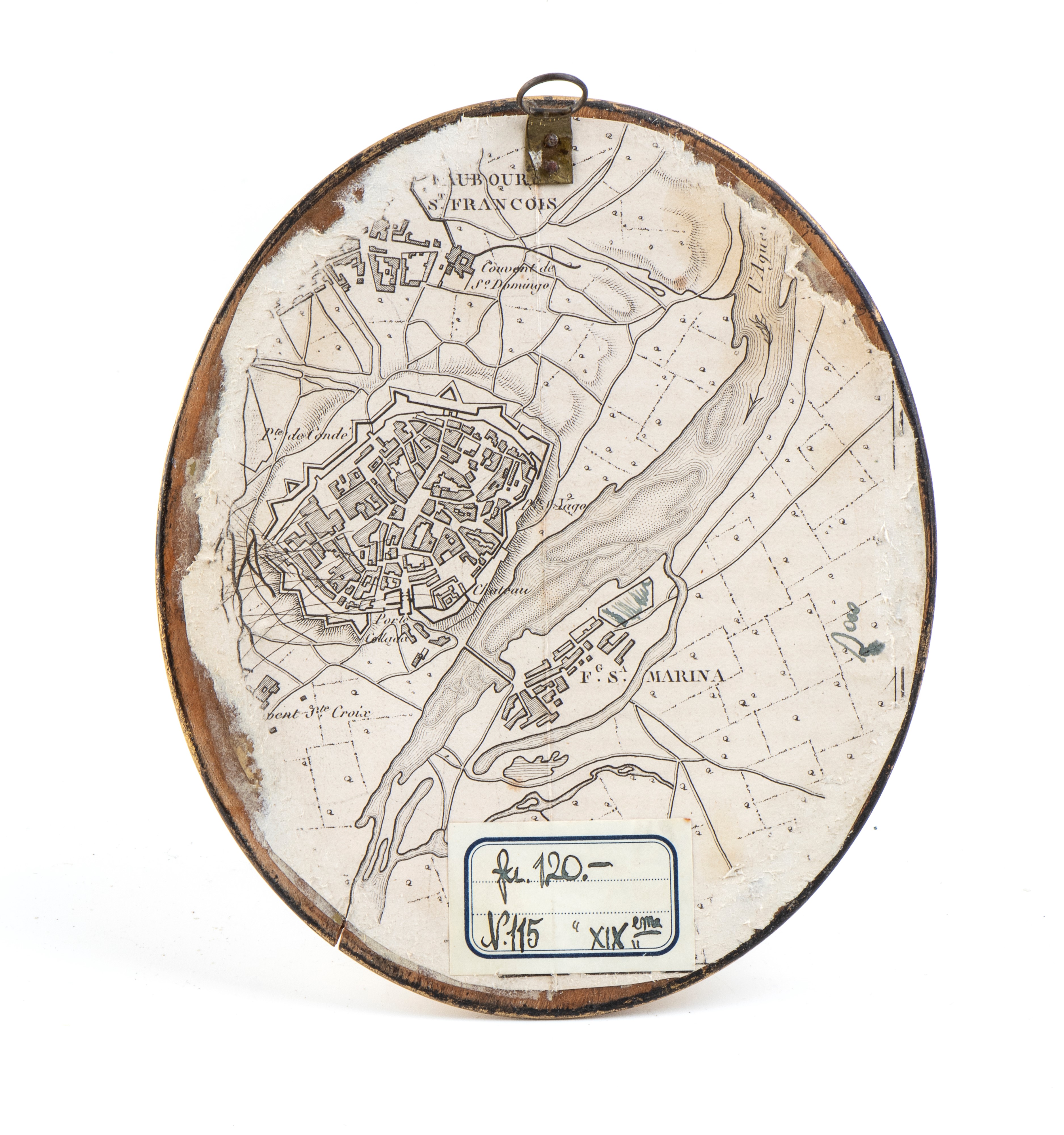 Miniatura Ovale con Cornice in Legno Dorato e Stampa Acquarellata di Napoleone