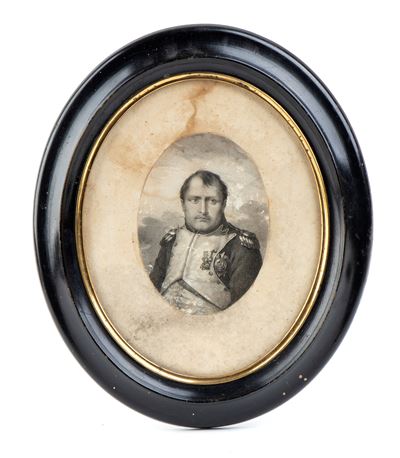 Grande Miniatura con Cornice in Legno con Ritratto di Napoleone