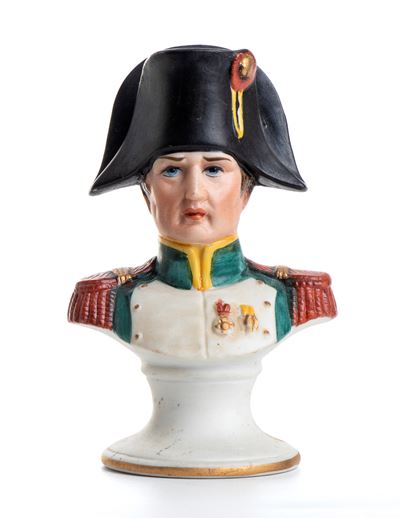 Piccolo Busto di Napoleone in Porcellana Policroma