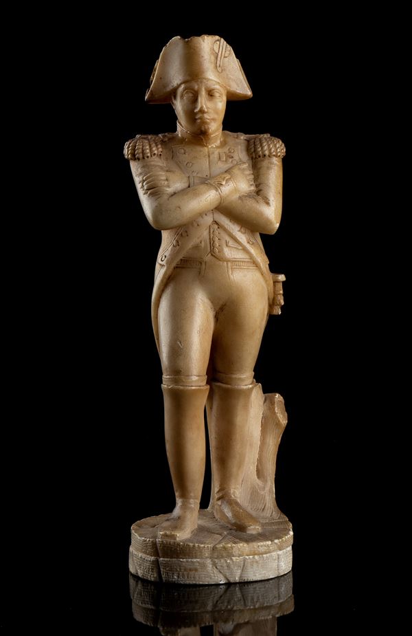 scultura in alabastro ritratto in piedi dell'imperatore 