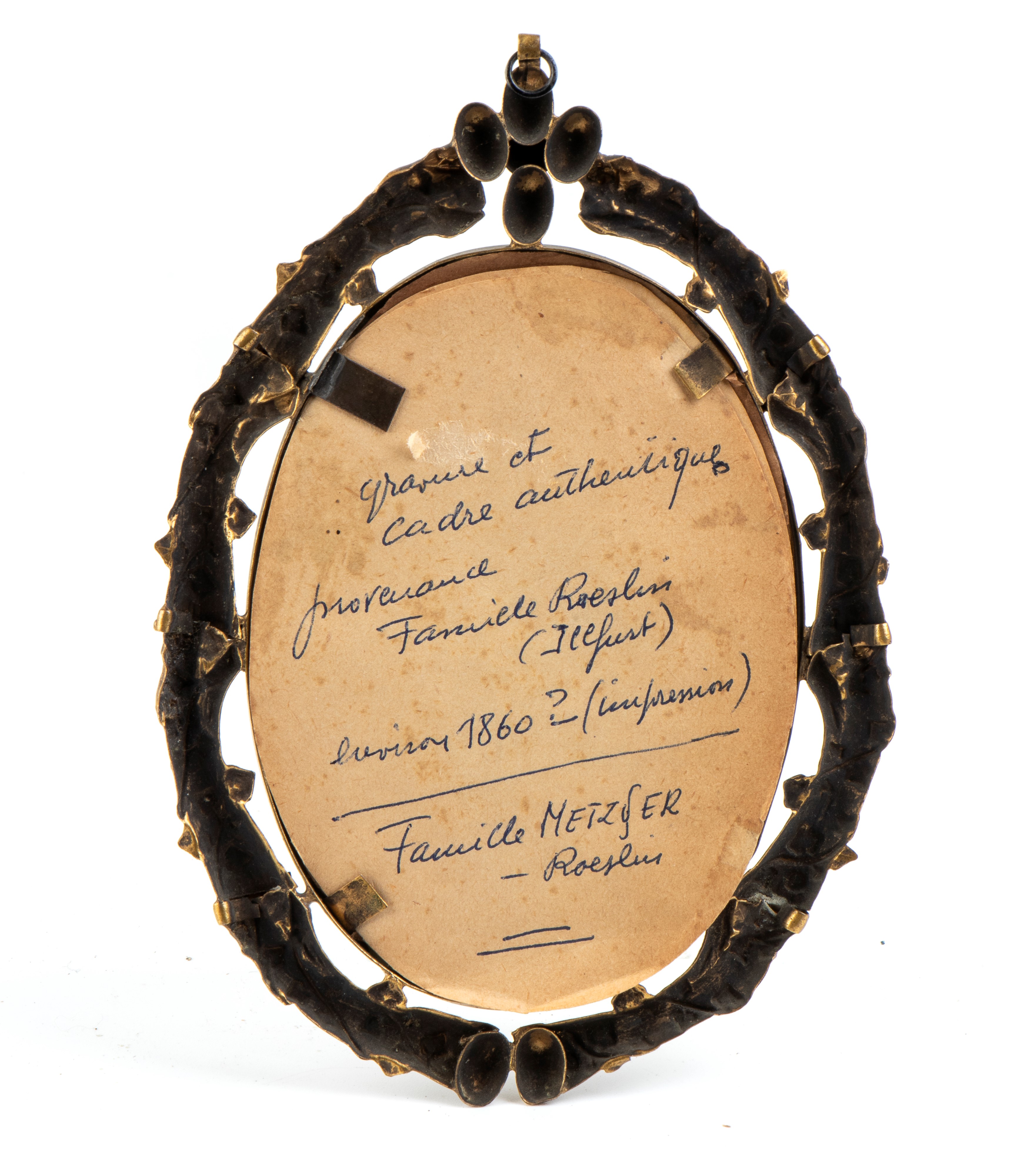 Importante Miniatura Ovale in Cornice in Bronzo con Rappresentazione del “pensiero Unico Napoleon...