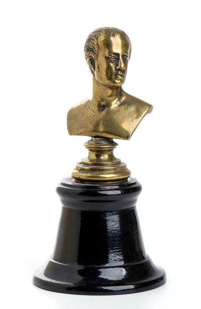 Piccolo Busto in Bronzo di Napoleone su Base in Legno
