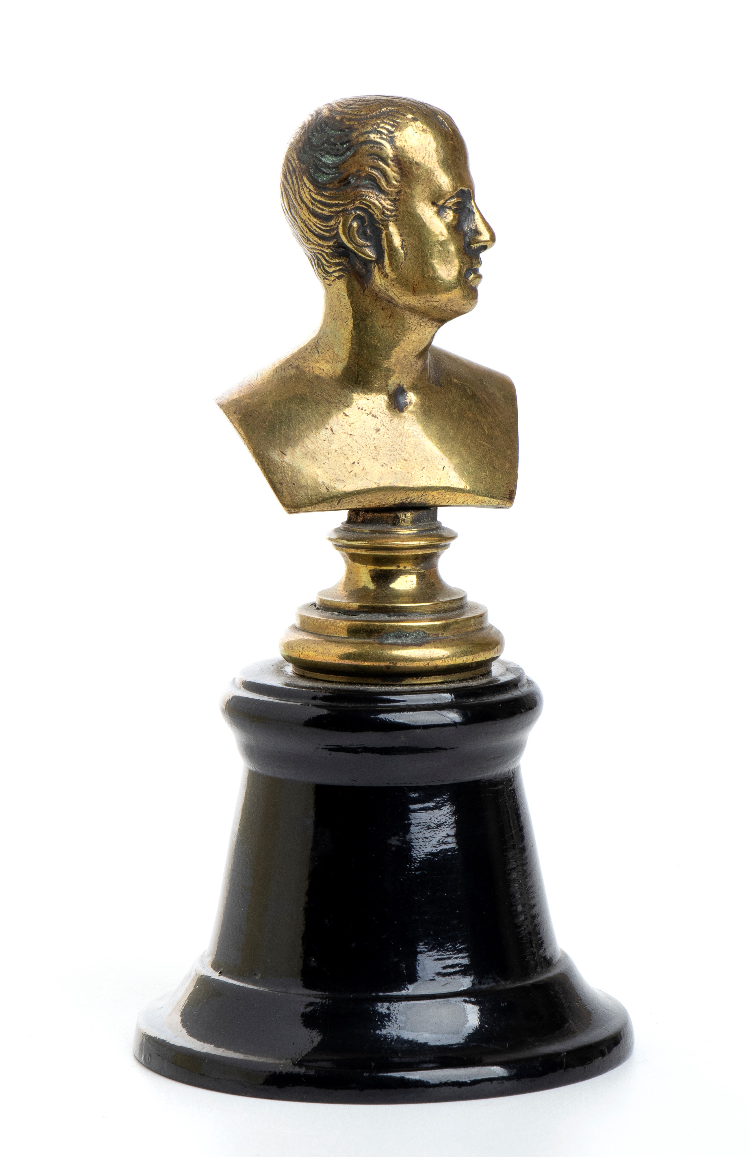 Piccolo Busto in Bronzo di Napoleone su Base in Legno