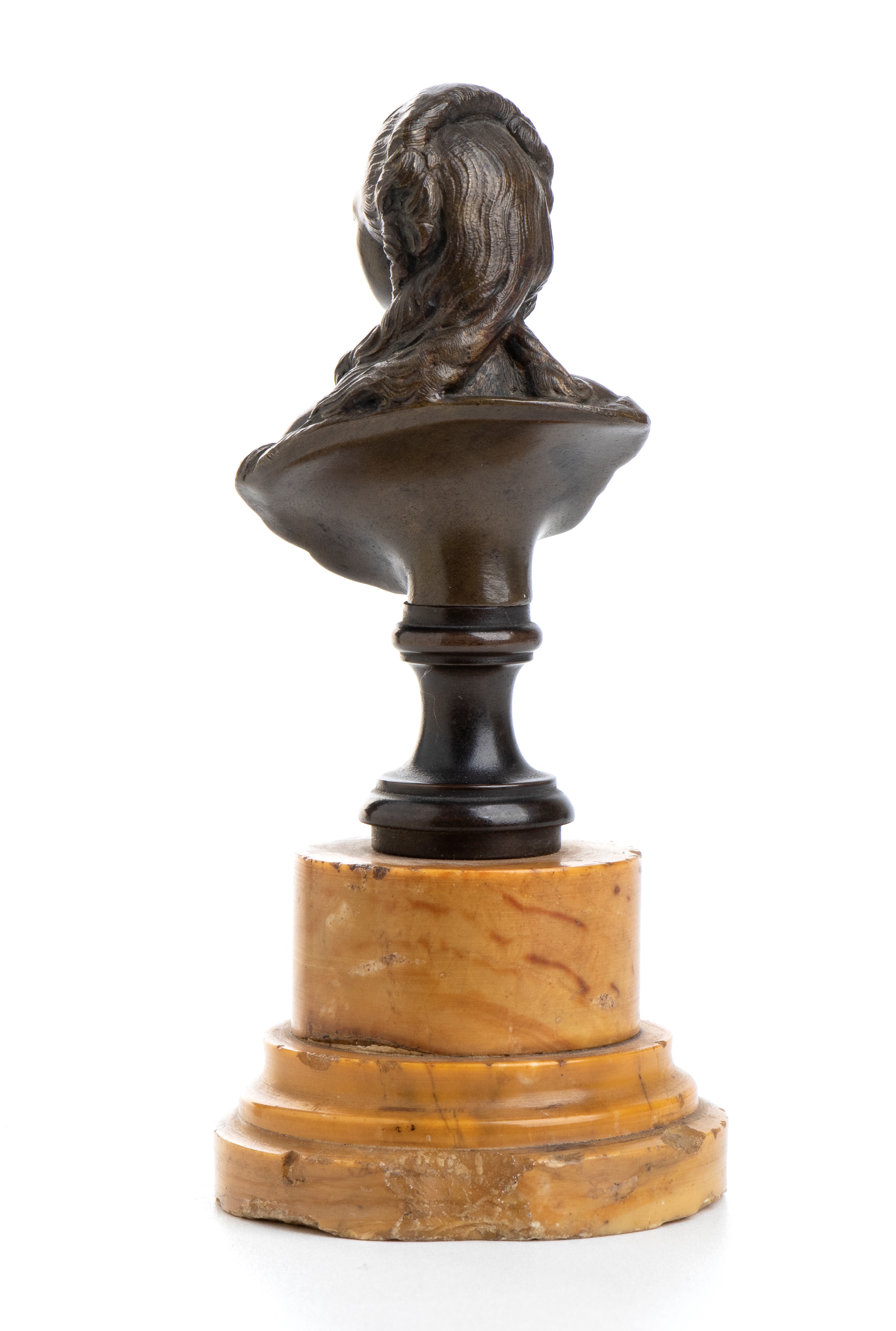 Busto in Bronzo di Maria Antonietta su Base in Marmo Giallo