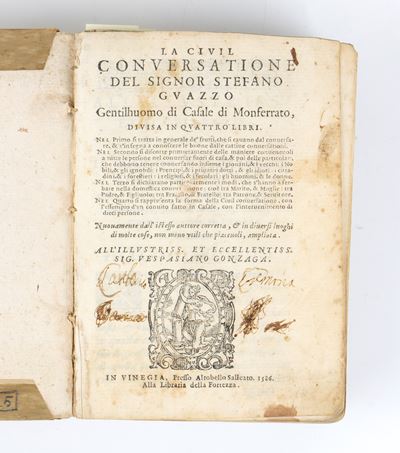Guazzo Stefano. la Civil Conversazione. Venezia 1586