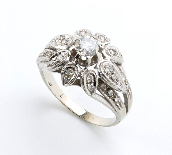 Diamond gold ring - 1950s