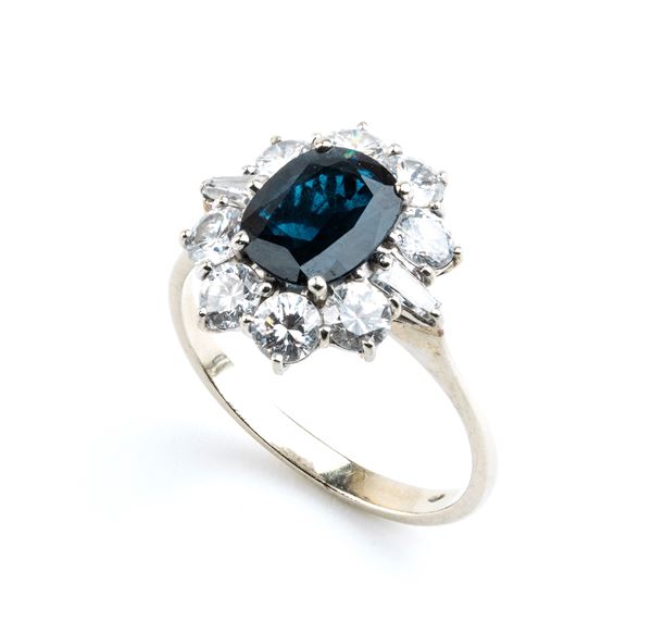 Blue sapphire diamond gold ring 