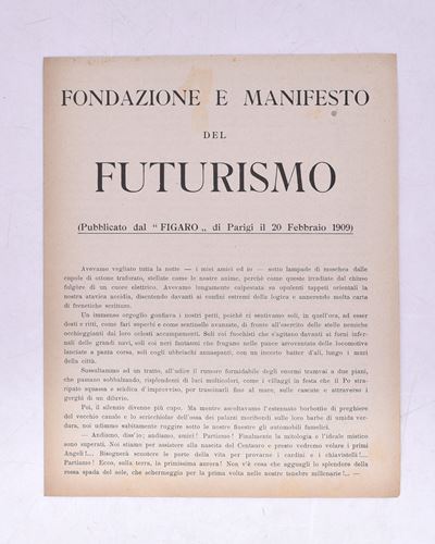 Fondazione e Manifesto del Futurismo. 1909.