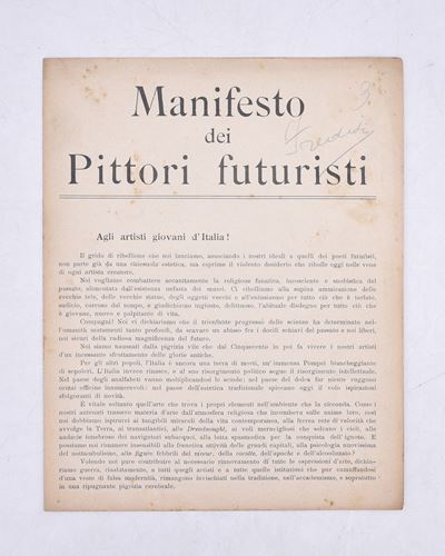 Manifesto dei Pittori Futuristi. 1910 (1911/1912).