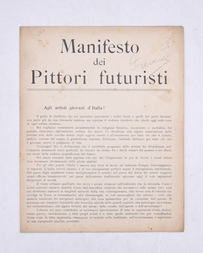 Manifesto dei Pittori Futuristi. 1910 (1911/1912).