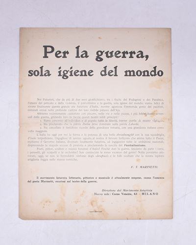 Per la Guerra, Sola Igiene del Mondo. 1911