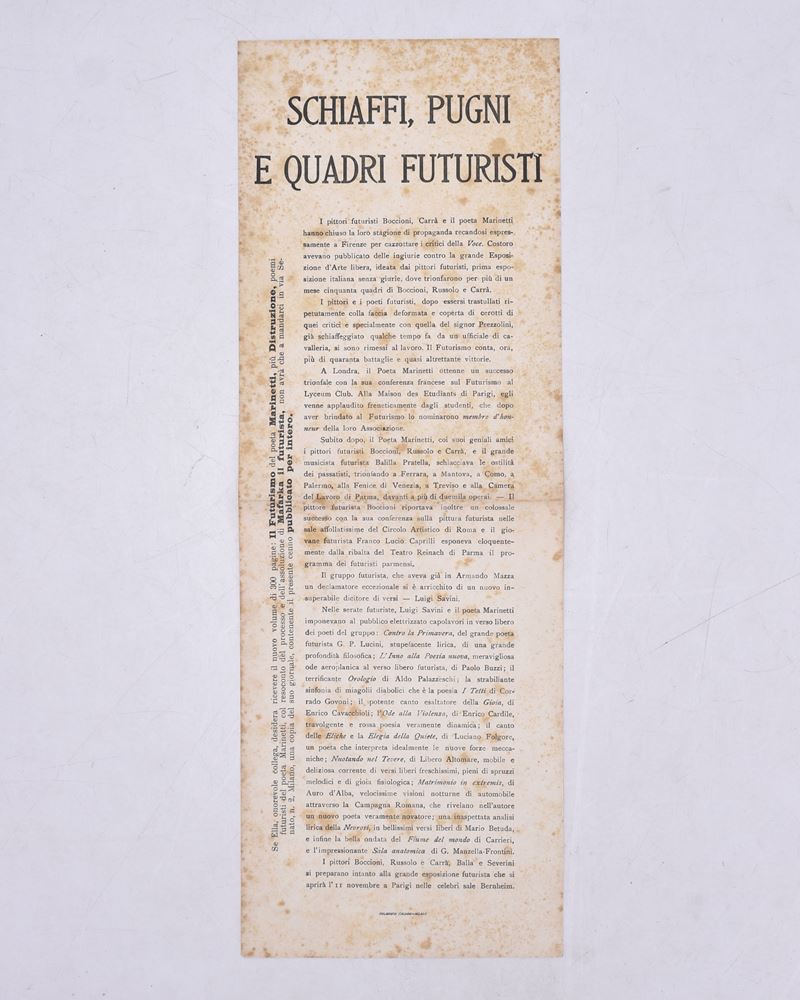 Schiaffi, Pugni e Quadri Futuristi. 1912.