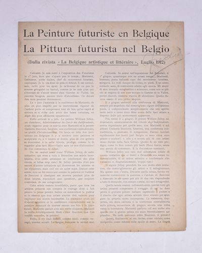La Peinture Futuriste En Belgique - la Pittura Futurista nel Belgio. 1912.