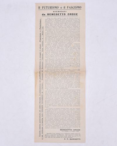 Il Futurismo e il Fascismo Giudicati da Benedetto Croce. 1924.