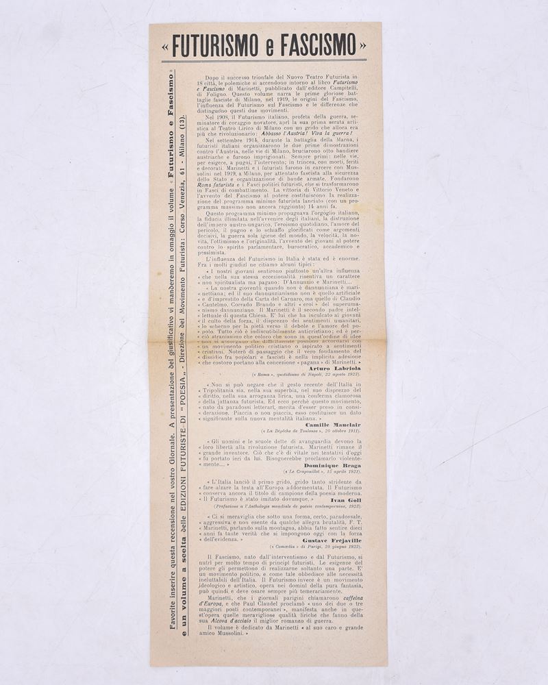 Futurismo e Fascismo. 1924.