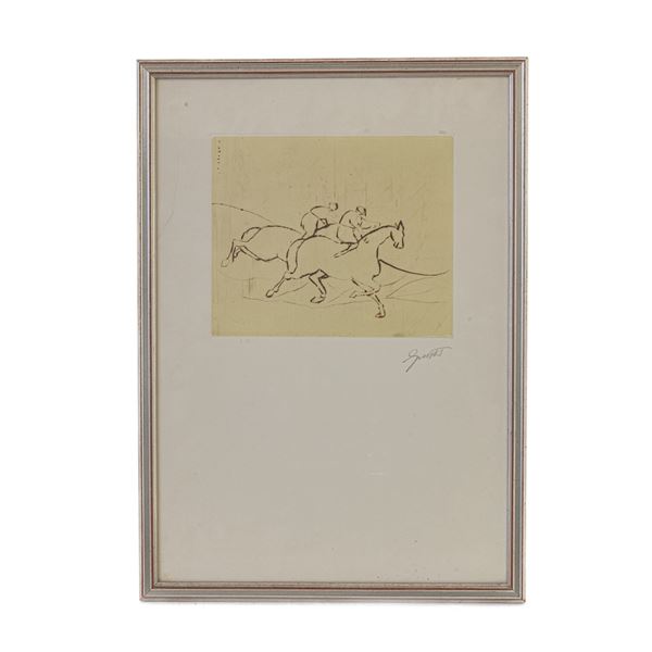 GIUSEPPE CESETTI - Horses, multiple drypoint on paper