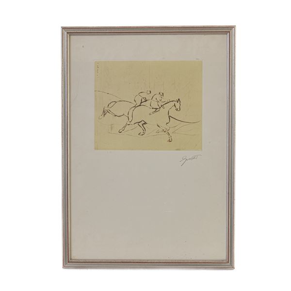 GIUSEPPE CESETTI - Horses, multiple drypoint on paper