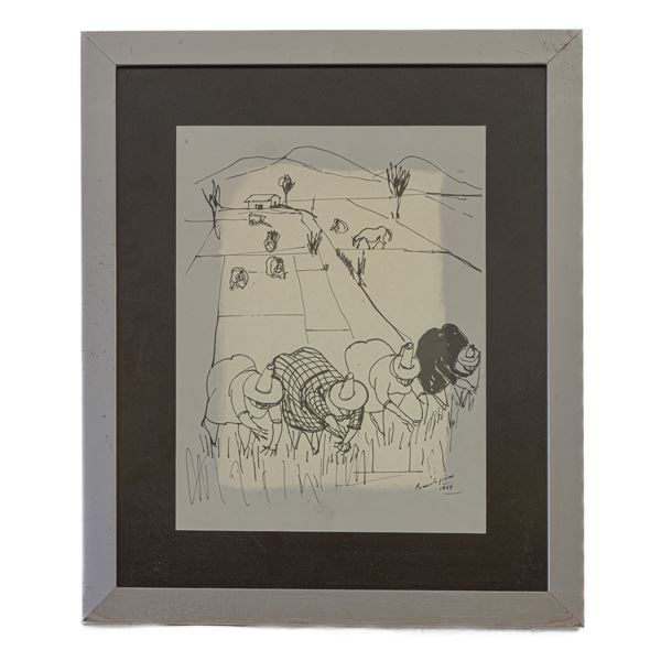 GIOVANNI CONSOLAZIONE : Le weeders, multiple on paper  (1949)  - Auction Smart Auction: furniture, paintings, sculptures, silver and more at affordable prices - Bertolami Fine Art - Casa d'Aste