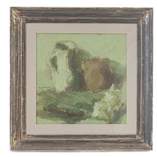 FRANCO MARZILLI : Vasellame  - dipinto ad olio su tela - Asta Smart Auction: arredi, dipinti, sculture, argenti e altro a prezzi vantaggiosi - Bertolami Fine Art - Casa d'Aste