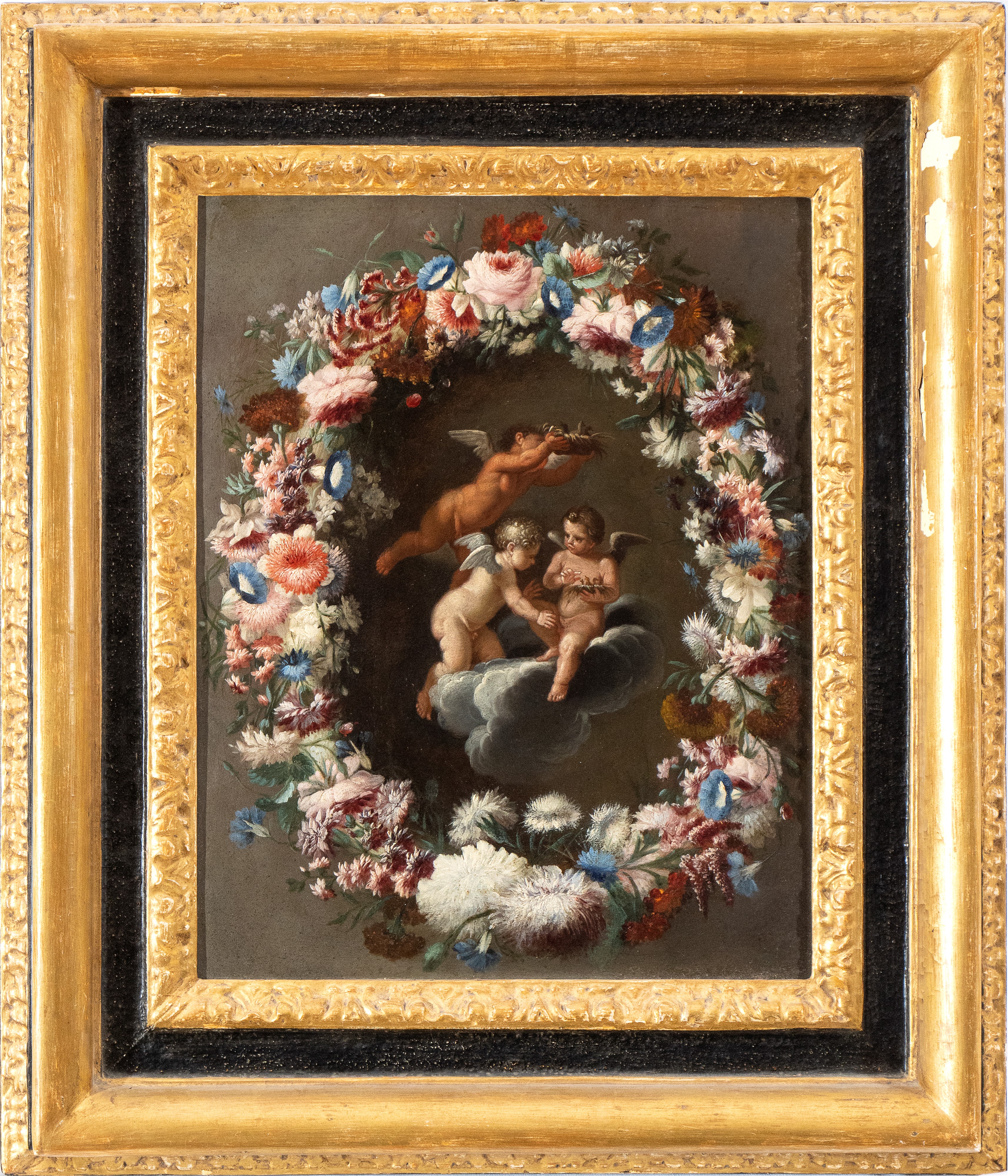 Mario Nuzzi Mario De' Fiori, Filippo Lauri - Ghirlanda di Fiori con Putti