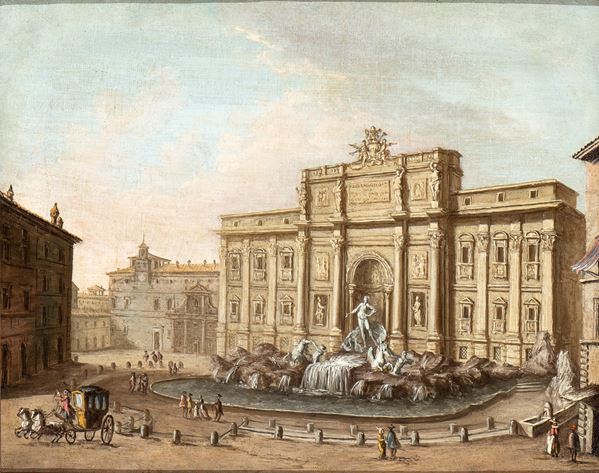 Artista attivo a Roma, XVIII secolo - Veduta della Fontana di Trevi