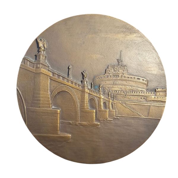 REPUBBLICA ITALIANA. Placca raffigurante Castel Sant'Angelo (1968) di grandi dimensioni. Ae. 190mm. FDC