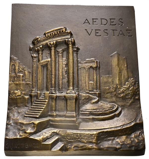 REPUBBLICA ITALIANA. Grande placca Aedes Vestae. Opus: C. Jacobucci. Ae. 150x125mm