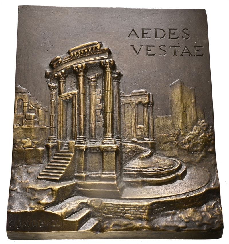 Repubblica Italiana. Grande Placca Aedes Vestae. Opus: C. Jacobucci. Ae. 150x125mm.