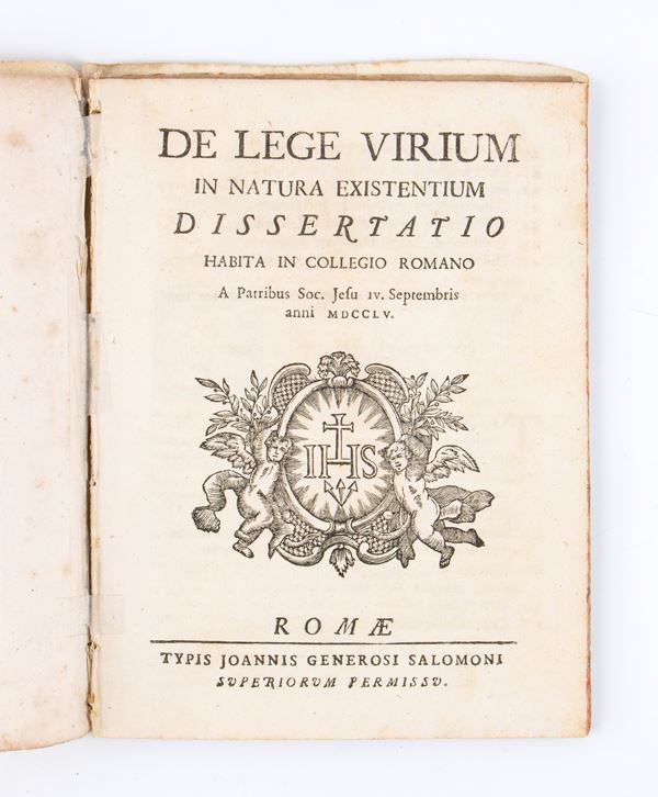 RUGGERO BOSCOVICH. DE LEGE VIRIUM IN NATURA EXISTENTIUM DISSERTATIO. Roma 1755