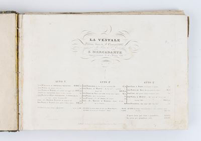 Mercadante, Saverio. la Vestale Dramma Lirico di S. Cammarano. Napoli Girard (s.D. Metà del XIX S...