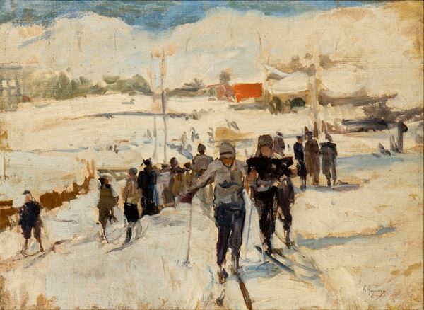 RAFFAELE RAGIONE - Snowy landscape with skiers