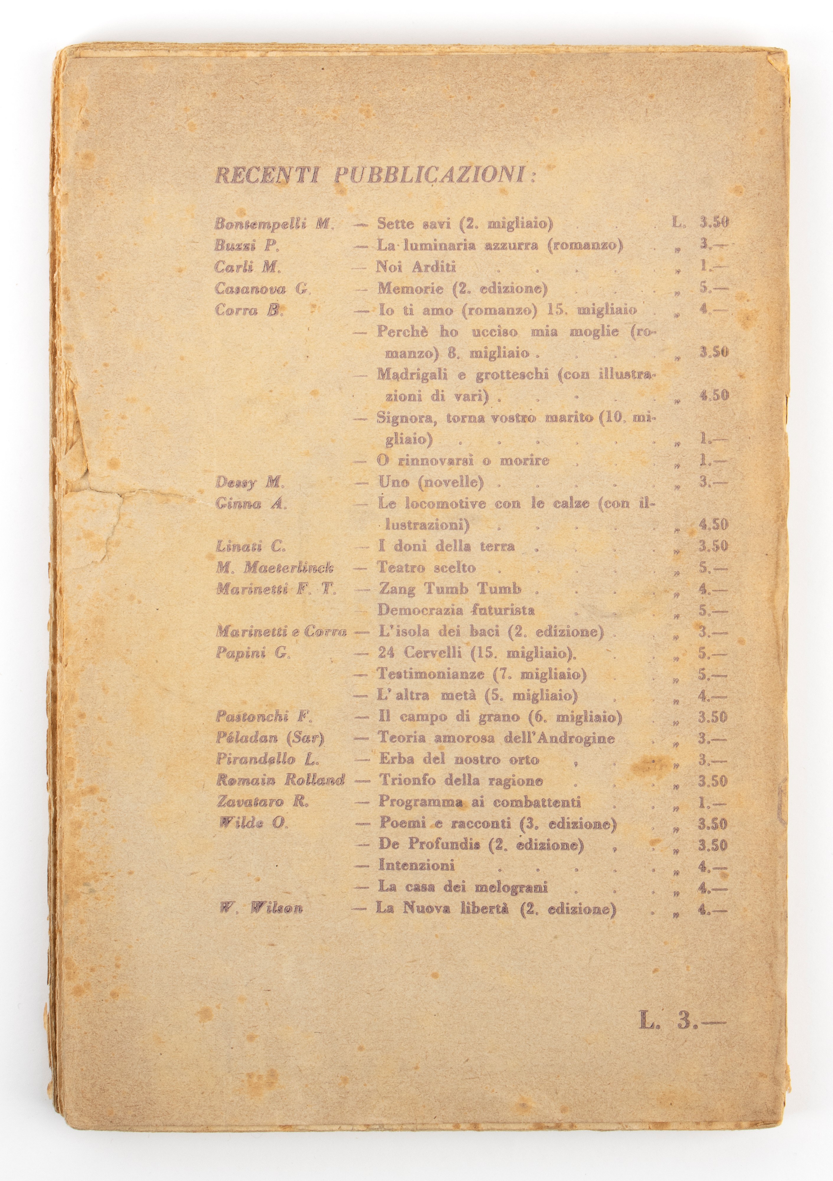 Futurismo - Marinetti , F.t. - Corra, Bruno - L'isola dei Baci