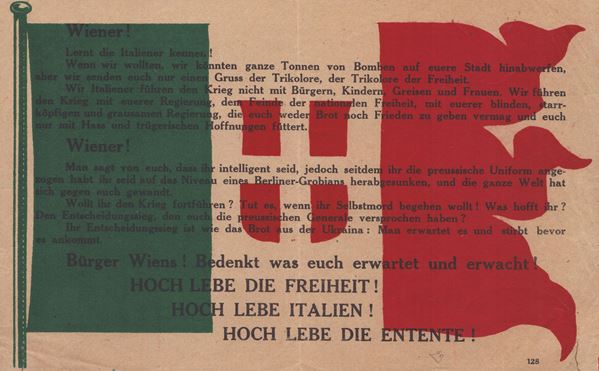 Dannunziana - Volo su Vienna, volantino tricolore tedesco