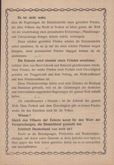 Dannunziana - Volo su Vienna , Volantino Tedesco "es Ist Nicht Wahr..."