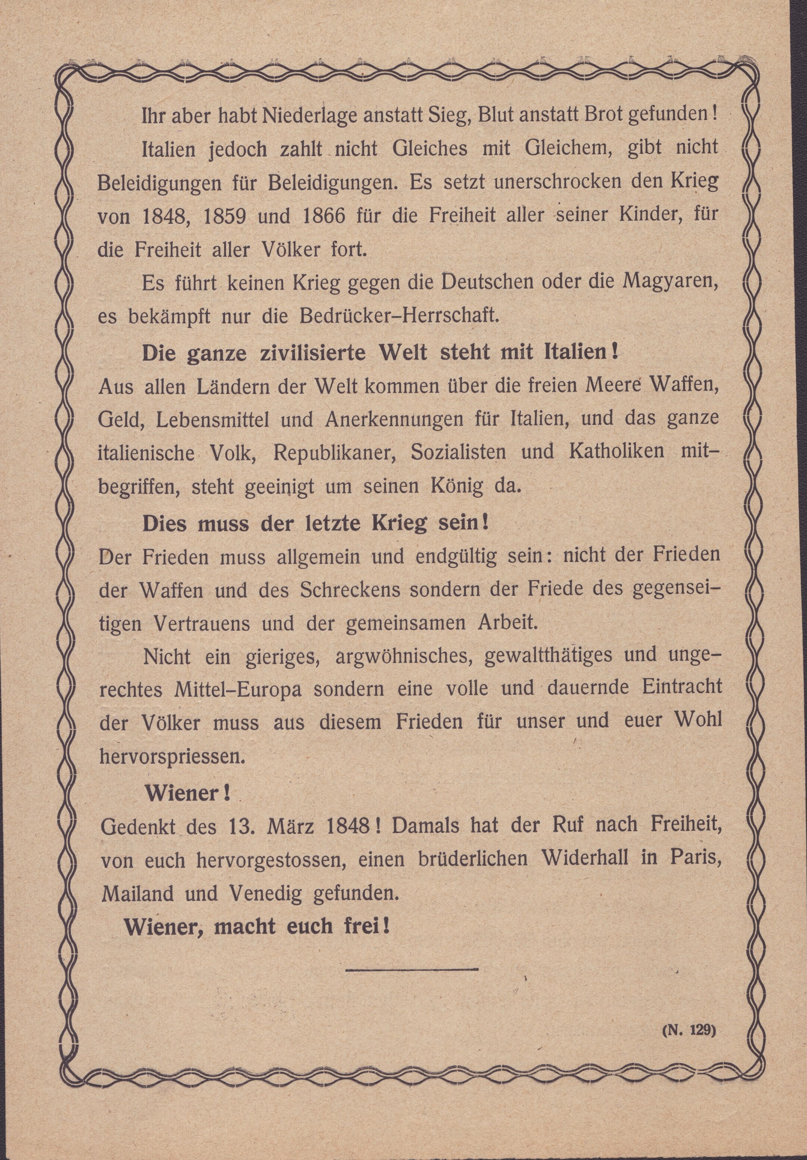 Dannunziana - Volo su Vienna , Volantino Tedesco "es Ist Nicht Wahr..."