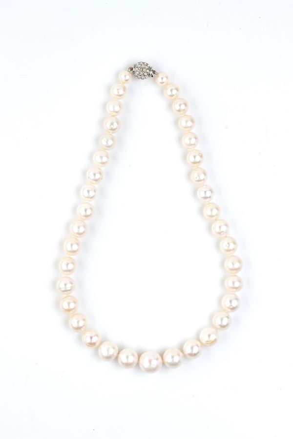 Pearl glass paste gold necklace 