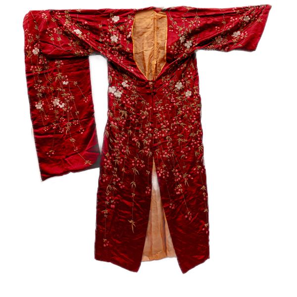 Red silk kimono with sash