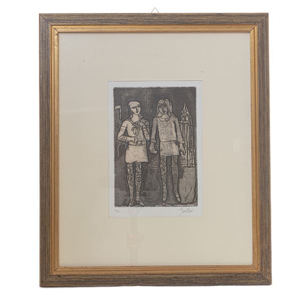 FRANCO GENTILINI - Pair of girls, multiple on paper