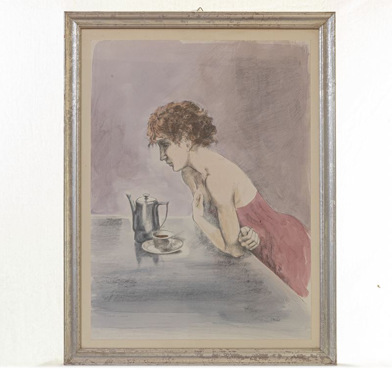 Alberto Sughi - Donna che Prende il Caffè,