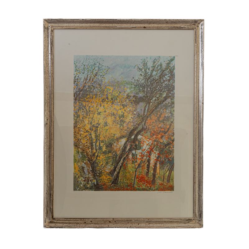 Michele Cascella - Casa nel Bosco a Primavera, Multiplo su Carta