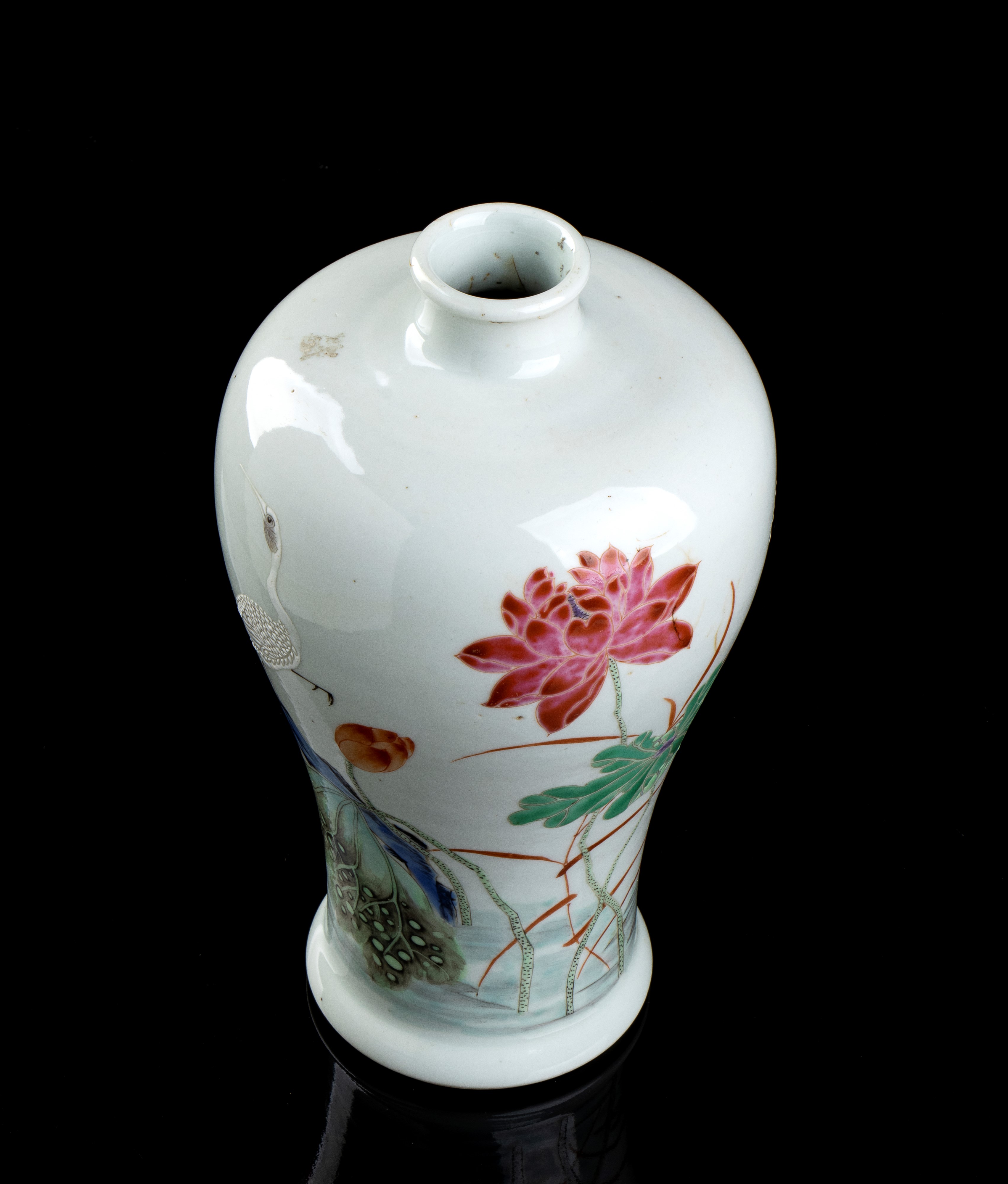 Vaso Meiping in Porcellana con Decoro a Smalti Policromi