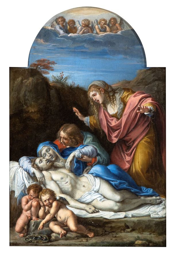 Artista attivo a Roma, XVII secolo - Compianto sul Cristo morto 