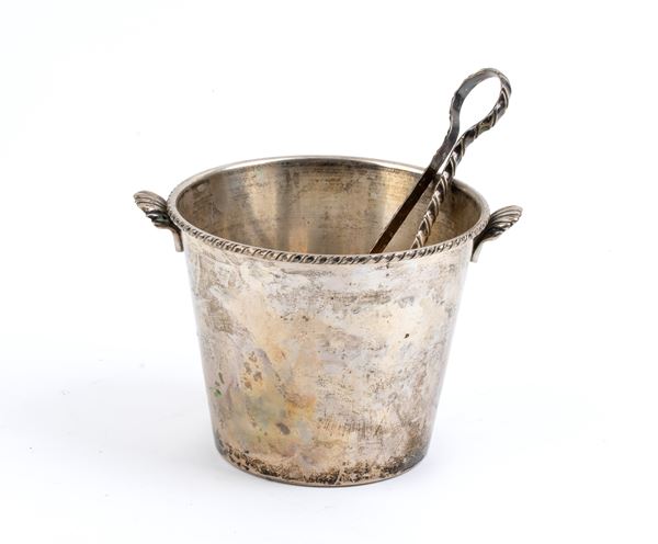 Silver ice Buckets and tongs - Italy 20th century